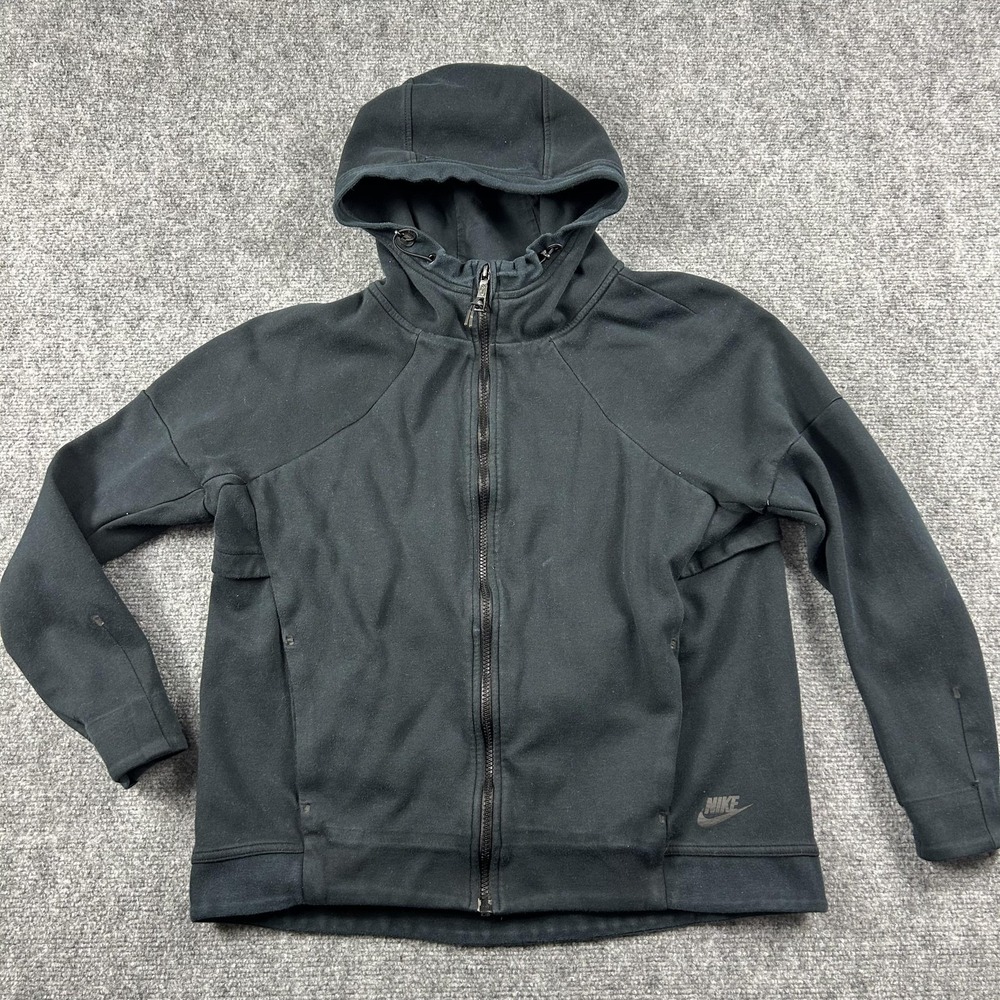 Nike Sportswear Tech Fleece Jacket Womens Large Black Full Zip Hooded 806329-010